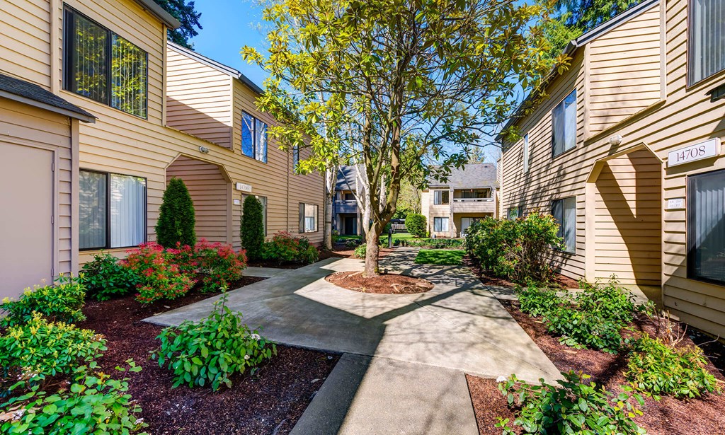 walkway to the front door walkway to the front door at The Lakes Apartments, Bellevue, WA
